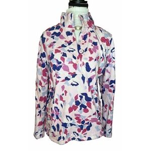 Talbots M Cotton Terry Cloth Pink Purple Pullover Button‎ Lightweight Shirt EUC